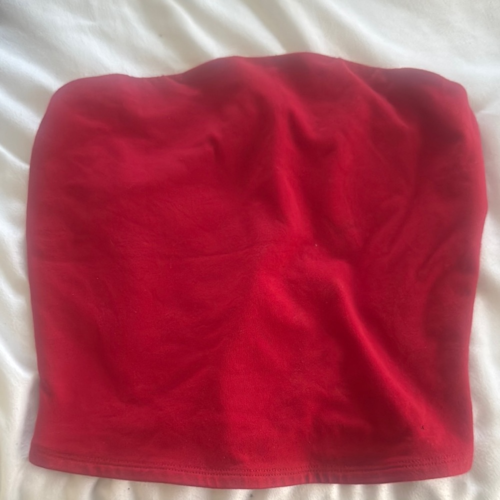 Garage Red Strapless Sleeveless Crop Top